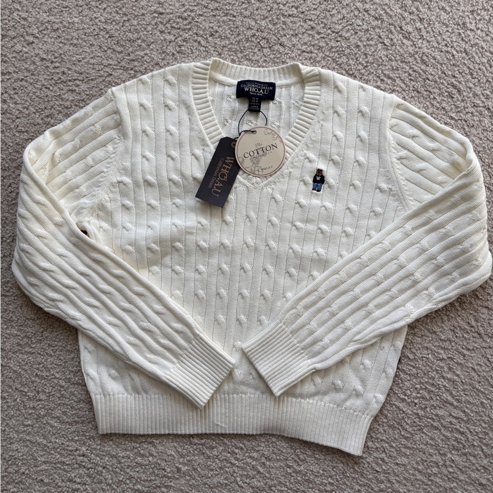 WHO.A.U Steve V-neck Sweater - White / Size M